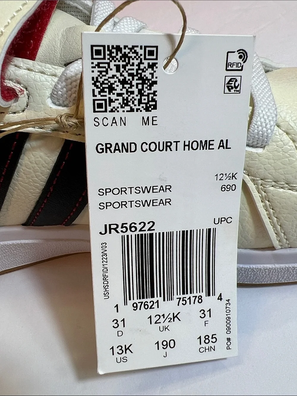 Adidas Grand Court Home Alone Kids Sneakers  shoes JR5622 Size 13K‎ New in Box